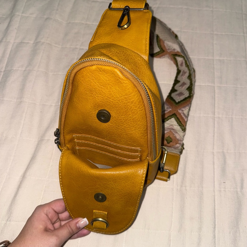 Yellow Leather Crossbody Bag